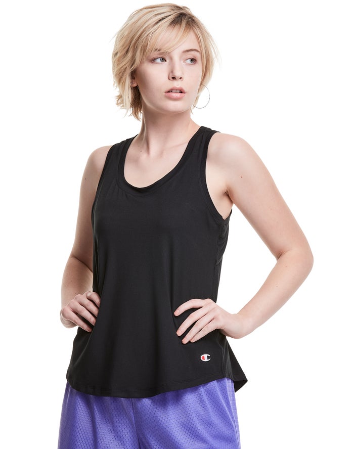 Champion Womens Tank Tops NZ - Soft Touch Cutout Black ( 9281-UNJQX )